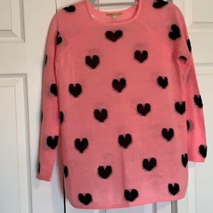 Gianni Bini EUC pink & heart sweater Valentine party ready oversized xsmall